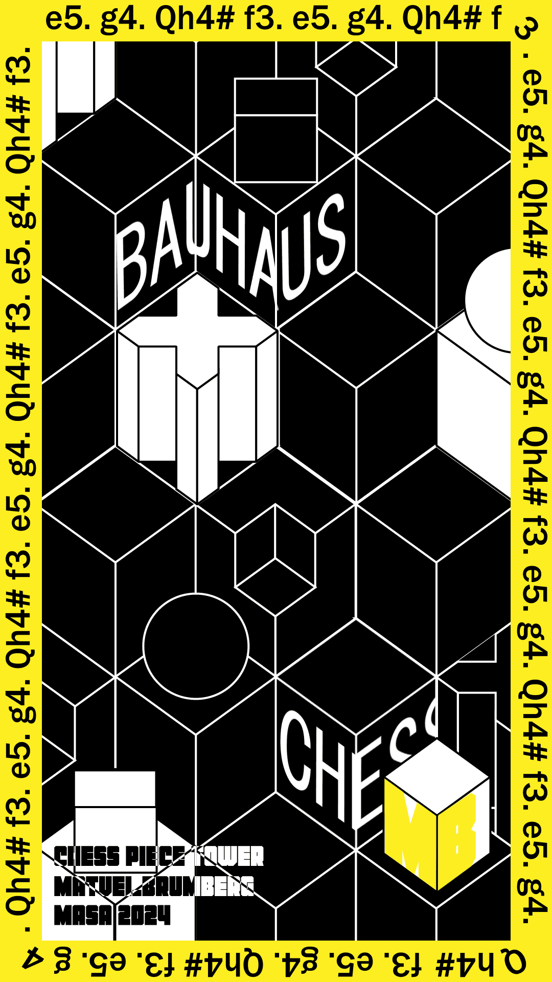 Bauhaus Chess poster featuring abstract geometric shapes and the text Bauhaus Chess.