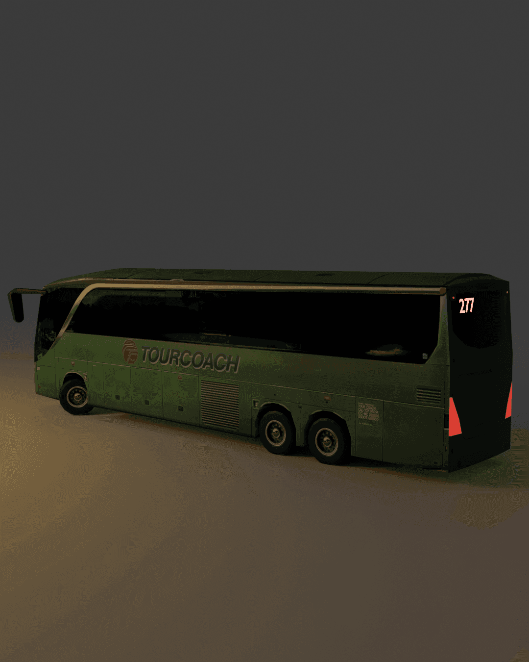 Green coach bus with 